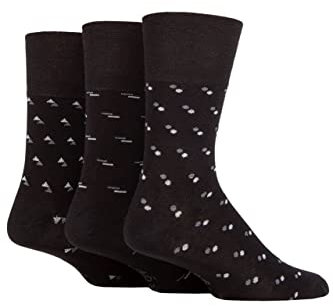 Gentle Grip Mens Striped Plain and Patterned Soft Breathable Bamboo Socks in Mulitpack of 3 Assorted Colours Sizes 6-11 Suit Mono 6-11