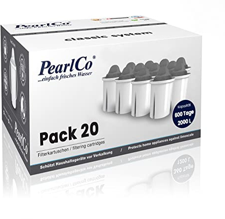 PearlCo - Protect+ classic Pack 20 Filterkartuschen für sehr hartes Wasser - passend zu Brita Classic