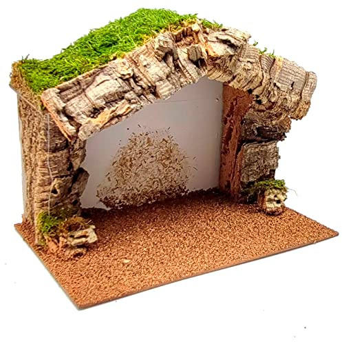 Acan Tradineur - Cueva para Figuras de Nacimiento de 8-12 cm - Fabricación en Corcho reciclable - Figura Decorativa Navidad. decoración Tradicional - 23 x 28,5 x 17 cm.