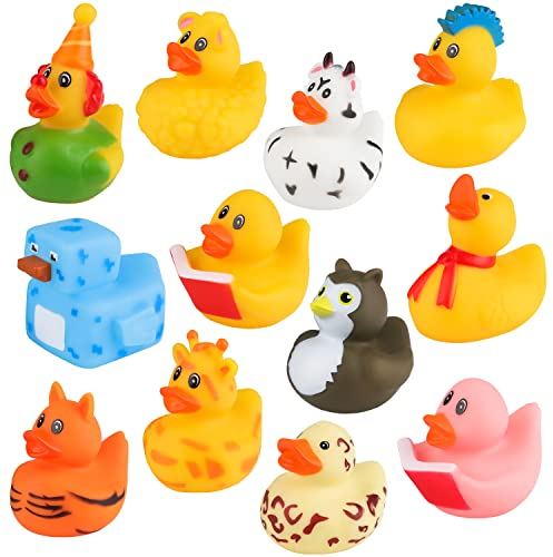 Graplan Rubber Ducks - 12 Pcs Colorful Baby Bath Toys for Baby Shower or Birthday Party