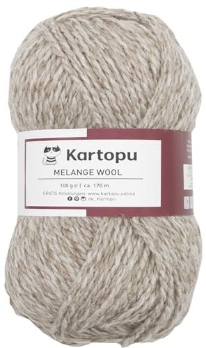 100g Melange Wool Strickgarn Häkelgarn - Farbwahl - volumniöse Strickwolle mit leichtem Tweed Effekt (ocker melange)