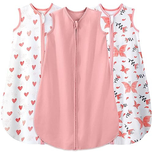 Yoofoss Schlafsack Baby Sommer 0.5 Tog - 3er Pack 90cm/18-24 Monate 100% Baumwolle Sommerschlafsack Babyschlafsack 90 cm für Jungen Mädchen Neugeborene 18-24 Monate