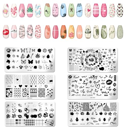 NIYATA Nagelstempel Set, Nagel Stempel,Nail Stamping Set,Nail Art Plates Nagelstempel Maniküre Tool Kit,Nagel Stamping Schablonen für Frauen Mädchen