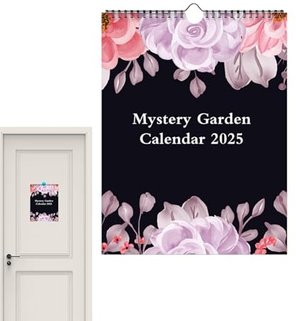2025 Dark Garden Calendar,2025 Wall Calendar - 12 Month Spiral Wall Calendar Decor,English Wall Planner with Cardboard Backing for Apartment, Lock Area