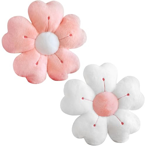 MUNSKT 2Pcs Cute Flower Pillows, 35cm Daisy Floor Pillows, Soft Plush Fabric & PP Cotton Fill, Perfect for Home, Bedroom, Living Room & Office