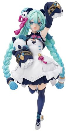 Miku Action Figur mit Panda Puppe Japanisch Kawaii Anime Girl Model Stehend Position Statisch Statue,18cm