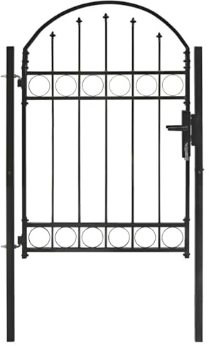 Verderoom Cancelli in Ferro, Recinzione Giardino Esterno, Cancello Giardino, SECOLI Cancello per Recinzione ad Arco in Acciaio 100x125 cm Nero