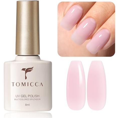 TOMICCA UV Nagellack, Milky Pink Rose Gel Nagellack UV/LED Soak-Off Gel Nail Polish Geeignet für Anfänger Nail Art Salon DIY Home, 8ML