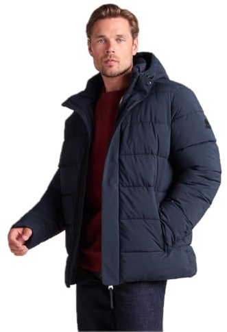 TOG24 Tunnard Mens Insulated Jacket, Quilted Winter Coat for Men, Warm Windproof Hooded Padded Thermal Jacket with Zip Pockets Dark Indigo XL
