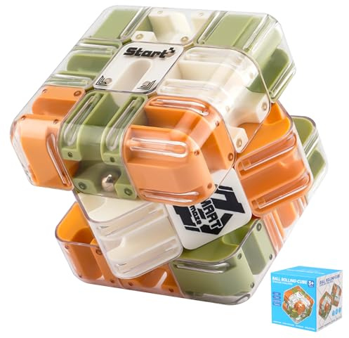 Rompecabezas de Cubo de Laberinto 3D Grande,De Cube Mágico 3D Cubo Bola Rodadura Puzzle Laberinto,Juguete De Ingenio Entretenido Rompeca-bezas,para Niños Adultos Cultiva Pensamiento Positive(Caqui)