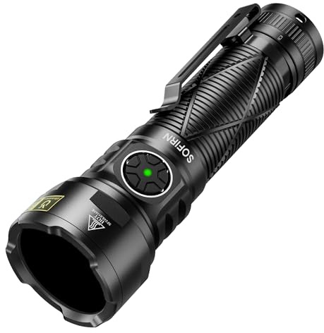 Sofirn SR15 UV Torch, UV Lamp, 365 nm Black Light Torches High Power Long Range, USB-C Rechargeable, IPX8 Waterproof for Minerals, Amber Hunting, Pet Urine Detection, Travel, Professional Inspection
