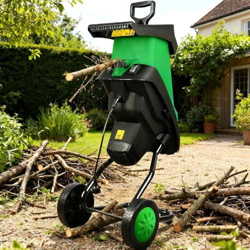 Trituradora De Jardín 2400 W, Con Bolsa Desmontable 50 L Y 2 Juegos Cuchillas Acero Al Manganeso, Eléctrica, Tritura Hasta 4 Cm, Mulcher 4500 Rpm