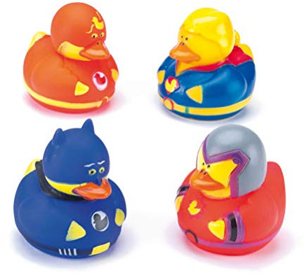 Baker Ross AF369 Hero Floating Rubber Ducks (Pack of 6) Perfect Party Favor Bag Filler for Children, Assorted, Small