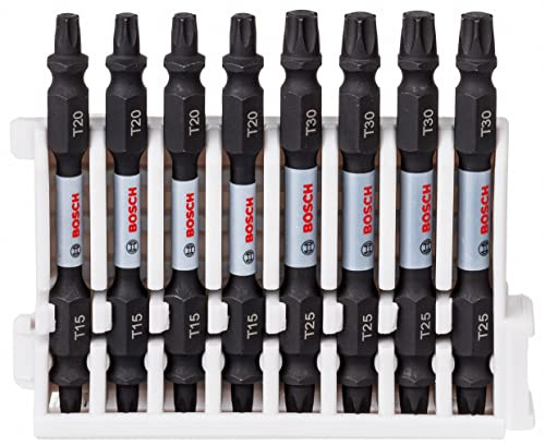 Bosch Accessories Bosch Professional 8tlg. Doppelschrauber Bit Set Torx (Impact Control, 8 x T15-T20 Bits - Länge: 65mm, Pick and Click, Zubehör Schlagschrauber Bohrschrauber)