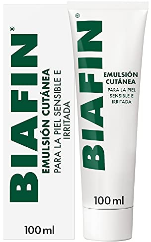Biafin Emulsión Cutánea (100 ml) para piel sensible e irritada, bálsamo que alivia enrojecimiento e irritación, crema hidratante corporal para el cuidado y regeneración de la piel