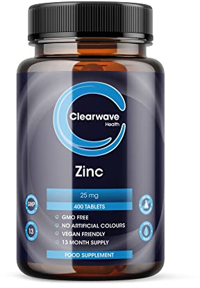 Zinco Integratore 25mg | 400 Compresse Vegane ad Alto Assorbimento | Scorta 13+ Mesi | Funzione Immunitaria e Benessere Pelle/Capelli | Senza Glutine
