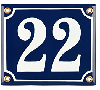 Sosenco Plaque de numéro de maison - 12 x 14 cm - En céramique émaillée - Résistant aux intempéries - Personnalisé - Bleu