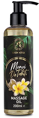 Massageöl Monoi de Tahiti 200 ml - Körperöl mit Kokosöl und Tiare Blüten Extrakt - Mandelöl und Traubenkernöl - Pfirsichkernöl und Jojobaöl - Tiareduft Massage Öl - Körperöl - Hautpflege