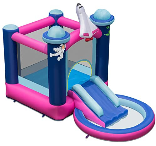 COSTWAY Castillo Hinchable Grande, 3 en 1 Castillo Hinchable para Niños 3 a 10 años, 207 x 393 x 270 cm, Insuflavel Crianças Interior Exterior (sin soplador)