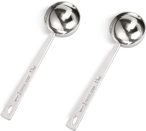 2 Pieces 1 Tablespoon Scoops with Long Handle, 15 ml Stainless Steel Coffee Measuring Spoon 15ml Measuring Tablespoon for Coffee Milk Fruit