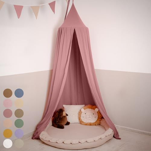 lilimaus Sänghimmel – baldakin för barnrum – 100 % bomull muslin – himmel för babysäng, barnsäng eller gosshörn – babyrumsdekoration – gåva för flickor och pojkar