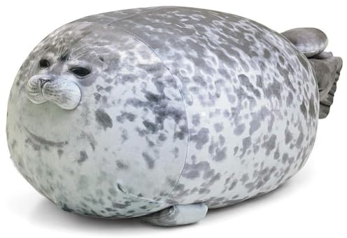 SiSfeL Seal Peluche, 30cm Foca Obesa, Cuscino Animali Foca Grigia Morbido, Fat Seal Giocattolo Regalo per Bambini/Adulti