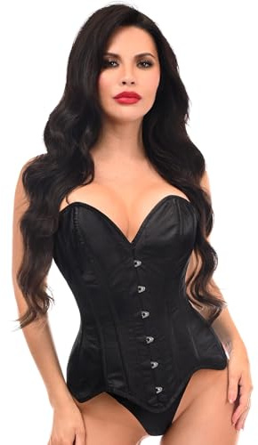 Top Drawer Black Satin Steel Boned Overbust Corset (5X)