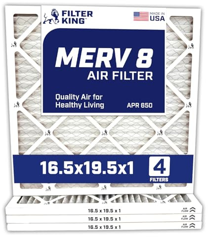 Filter King 16,5 x 19,5 x 1 luftfilter | 4-pack | MERV 8 HVAC veckad AC ugnsfilter