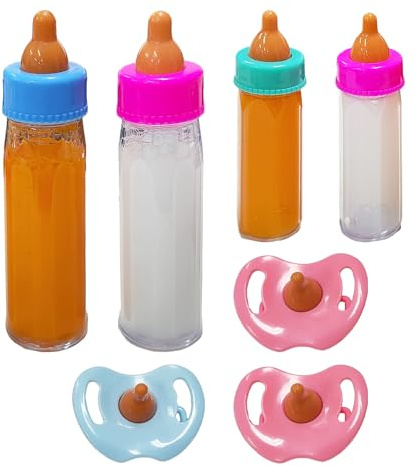 OAAO 7 Piece Bottle Set, Doll With Nipple, Toy Accessories, Baby Role Play Props, Magic Bottle, Children's Birthday Gift