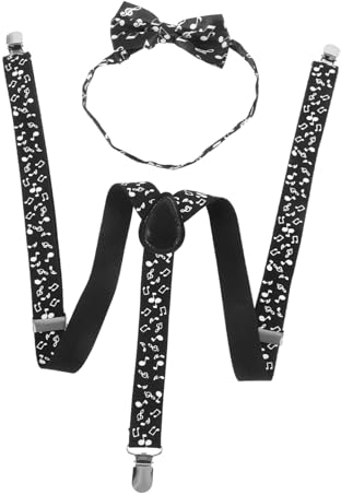 WOFASHPURET Hosenträger Für Herren Mit Fliege Für Anlässe Verstellbar Musik-notenmuster Zum Tragen Mit Hosen Oder Jeans