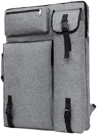 KIUGOP Transporttasche A2 Zeichnungtasche Zeichenbrett Rucksack für Zeichenplatten Wasserdicht Aufbewahrungstasche Malerei Künstler Tragetasche Multifunktional Zeichentasche Skizzieren Tasche,C