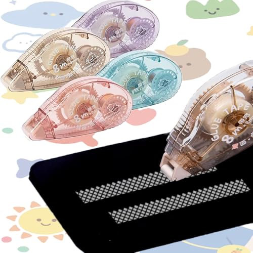 Basetousual 4 Stück Kleberoller, 8 m x 8 mm Doppelseitiges Klebeband, Fotokleber Doppelseitig Selbstklebend, für Scrapbooking, Fotoalbum, Kartenherstellung, Basteln