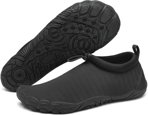 Mishansha Herren Damen Badeschuhe Atmungsaktiv Schnell Trocknend Aquaschuhe Unisex Sommer Wasserschuhe für Outdoor Sports, Schwarz 43 EU