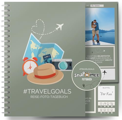Reise-Foto-Tagebuch by snaPmee - Hardcover Reisetagebuch mit Fotochallenges & Platz für 50 Erinnerungs-Fotos - Fotoalbum für den Urlaub das mitwächst (A5, weisse Spiralbindung)