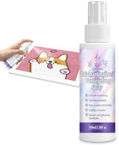Diamond Painting Versiegelung Spray 100ml, Schnell Trocknend, Schützt Ihre Kunstwerke & Verleiht Strahlenden Glanz, Langanhaltende Haftung, Verhindert Staub & Strassstein Verlust, Einfache Anwendung