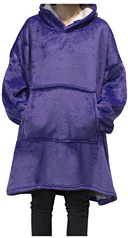 Oversized Hoodie Blanket Winter Warm TV Sofa Blanket With Sleeves Pocket Hooded Adults For Bed(Purple)