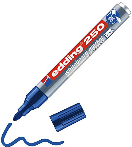 edding 250 Whiteboardmarker - blau - 1 Whiteboard Stift - Rundspitze 1,5-3 mm - Boardmarker abwischbar - für Whiteboard, Flipchart, Magnettafel, Pinnwand, Memoboard - Sketchnotes - nachfüllbar