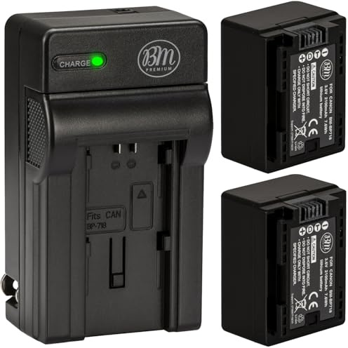 BM Premium 2 BP-718 Batteries and Charger for Canon Vixia HFR80, HFR82, HFR800, HFR70, HFR72, HFR700, HFM500, HFR30, HFR32, HFR300, HFR40, HFR42, HFR400, HFR50, HFR52, HFR500, HFR60, HFR62, HFR600