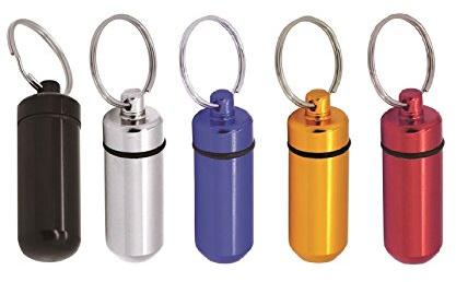 Grenhaven mini-casemate pilules casemate boîte à pilules Cash Box Stash / pill capsule pilules capsule Bouteille de Pilules en différentes couleurs - tailles, boîte trousseau petits imperméables, capsule pilules de bleu / différent Set Alu peut aluminium Porte clés pilulier/cache-billet – étanche/aluminium -5x Mix