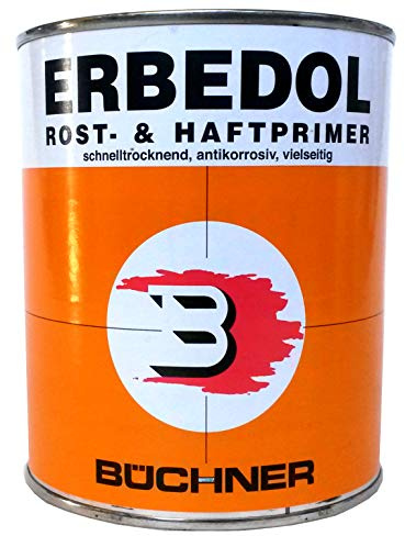 Büchner Imprimación de óxido y adherente Erbedol negro RAL9005, 2,5 l, para interior y exterior, imprimación antioxidante para acero desnudo y oxidado, base antiadherente para plásticos duros (excepto polipropileno y polietileno)