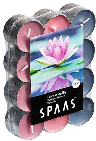 Spaas 24 Bougies chauffe-plats parfumées couleurs assorties, ± 4,5 heures - Fairy Waterlily 0338337.999 D 39 x H 16 mm Gris/Bleu