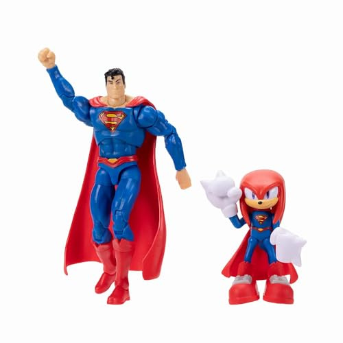 DC x Sonic Knuckles 6cm as Superman 13cm Action Figure Multipack | Officially Licensed by Jakks Pacific, Includes Classic Action Figures, Sonic x DC Collectibles