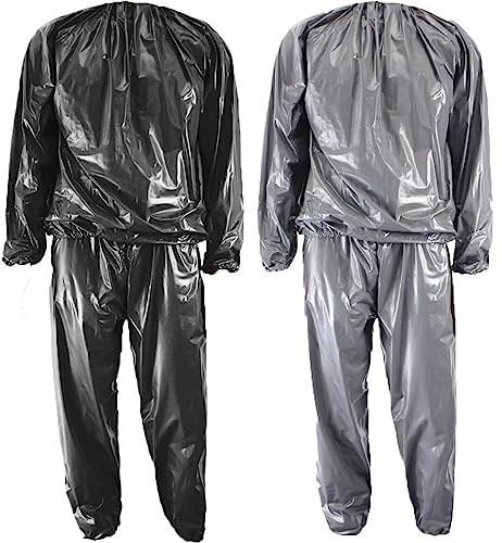 SptShapr Heavy Duty Sauna Suit Men Women Weight Loss Exercise Slim Gym Fitness Workout Anti-Rip Sweat Sauna Suit (Black, XXL)