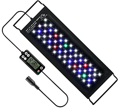 HORXFLIG 14W 30cm Illuminazione per Acquario a LED, Luce per Acquario con Staffa Estensibile, Lampada per Acquario a Luminosità Regolabile con Timer Regolabile Utilizzata per Acquari da 30-45cm