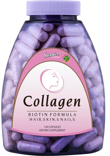Sanar Naturals Collagen Pills with Biotin, Vitamin C - Supports Healthy Hair, Skin and Nails - Boost Hair Growth & Strong Nails - Collagen Biotin Supplement, 150 Capsules