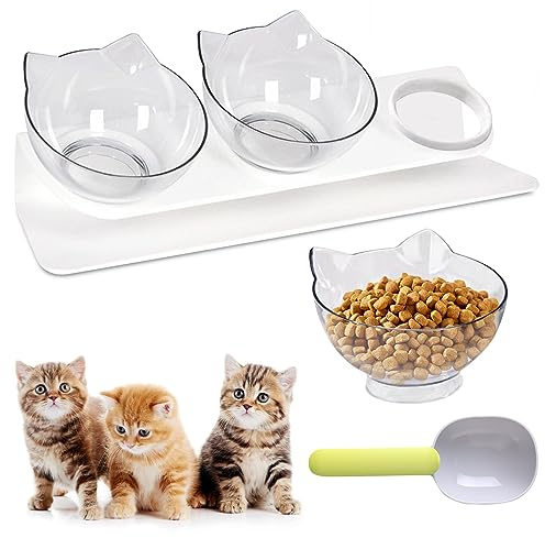 Gamelle Chat Surélevée,Gamelle pour Chat,3 Bol pour Chat Anti Vomissement,Gamelles Chat avec Support Incliné Gamelles pour Chat Bol Chat