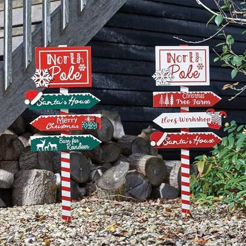 Smart Garden Cartel de Papá Noel, Polo Norte, 2 diseños disponibles (1 enviado), Decoración de Jardín, 90 x 28cm, Plástico