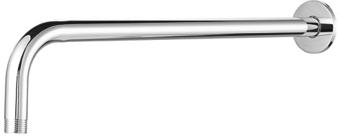 Bras de douche avec bride et ruban en téflon, Markcco bras d'extension de 38 cm pour pommeau de douche fixe et pommeau de douche à effet pluie, en acier inoxydable, montage mural (chromé)