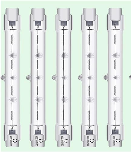 Vinaco 5 Pack 300W Dimmable R7S Halogen Bulbs - 118MM, 2800K Warm White, 5500LM, Long Lifespan for Security Landscape Light