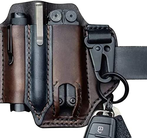 Multiherramienta EDC Funda de Cuero, Funda Multiherramienta de Cuero con Lazo para Cinturón y Llavero, Estuche de Funda para Herramientas de Linterna de Lápiz Multitool Bolsa (Type A)